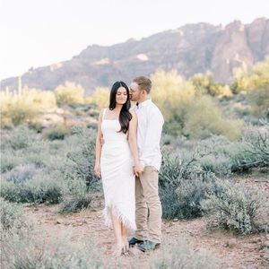 Saylor Wedding White Faux Wrap Sheath Dress